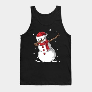 Dabbing Snowman Santa Hat - Funny Christmas Gift Tank Top